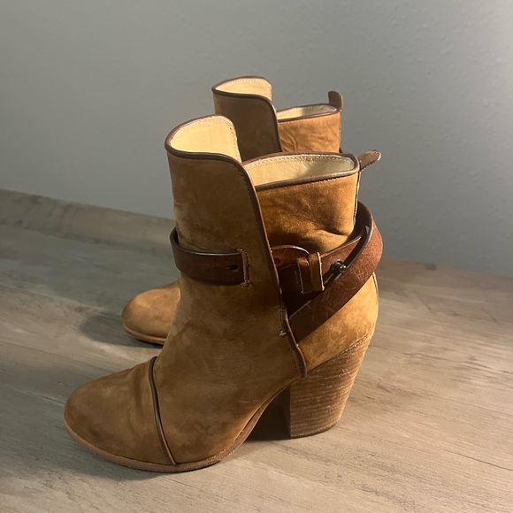Rag & Bone Suede Caramel Heeled Ankle Boots - Picture 7 of 7